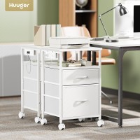 Huuger File Cabinet With Power Outlets 2 Drawer Filing Cabinet Printer Stand With Storage Rolling File Cabinet With Lockable