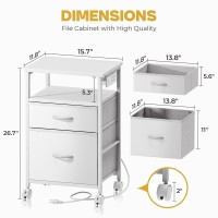 Huuger File Cabinet With Power Outlets 2 Drawer Filing Cabinet Printer Stand With Storage Rolling File Cabinet With Lockable