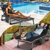 Docred Folding Chaise Lounge Chair Folding Cot 5Position Adjustable Heavy Duty Patio Chaise Lounges For Outside Poolside Be