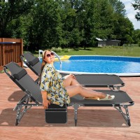 Docred Folding Chaise Lounge Chair Folding Cot 5Position Adjustable Heavy Duty Patio Chaise Lounges For Outside Poolside Be