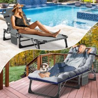 Docred Folding Chaise Lounge Chair Folding Cot 5Position Adjustable Heavy Duty Patio Chaise Lounges For Outside Poolside Be