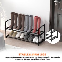 Hsscblet 2 Tier Metal Shoe Rack Adjustable Shoe Shelf Storage Organizer Stackable Boot Shoe Storage For Entryway Hallway Close