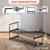 Hsscblet 2 Tier Metal Shoe Rack Adjustable Shoe Shelf Storage Organizer Stackable Boot Shoe Storage For Entryway Hallway Close