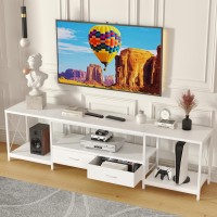 Gyiiyuo Tv Stand With Fabric Drawer For 65 70 75 Inches Tv Entertainment Center And Industrial Tv Console Table With Open Stor