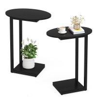 Hosfais Small Side Table End Table Cshaped Wood Coffee Table Tv Tray For Eating Couch Tables For Small Space Living Room Be