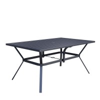 Virvla Patio Dining Table Outdoor Steel Rectangular Table With Umbrella Hole 60 X 38 X 28