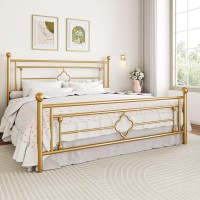 Sha Cerlin 14 Inches King Size Metal Platform Bed Framevintage Ironart Headboard And Footboardmattress Foundation For Storage