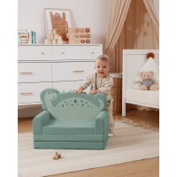 Blissful Diary Kids Couch 2In1 Soft Toddler Couch Fold Out Toddler Chair Comfy Convertible Sofa To Lounger With Cute Dinosa