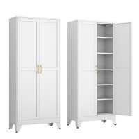 Paofin Kitchen Pantry Storage Cabinet With Doors And Adjustable Shelves Metal Closetmaid Food Pantry Cabinets 75 Tall Freest