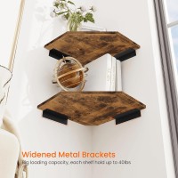 Homode Corner Shelf Wall Mount Set Of 4 Floating Corner Shelves With Cord Hole For Cable Box Wood Corner Hanging Shelves For B