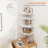 Homode Corner Wall Shelf Corner Shelf Floating Set Of 4 Wooden Hanging Corner Shelves With Wire Hole For Bathroom Living Room