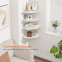 Homode Corner Wall Shelf Corner Shelf Floating Set Of 4 Wooden Hanging Corner Shelves With Wire Hole For Bathroom Living Room