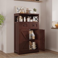 Dark Brown Storage Cabinet With Drawers And Shelves Standing Kitchen Pantry Cabinet Floor Storage Cabinet Hutch Cupboard Coff