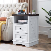 Ldttcuk 2 Drawer Dresser For Bedroom Small Dresser With Charging Station Small Farmhouse Dresser Chest Of Drawers Closet Organi