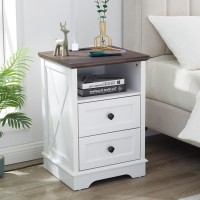 Ldttcuk 2 Drawer Dresser For Bedroom Small Dresser With Charging Station Small Farmhouse Dresser Chest Of Drawers Closet Organi