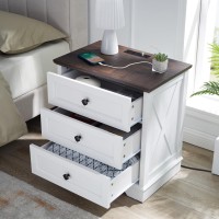 Ldttcuk 3 Drawer Dresser For Bedroom Modern Dresser With Charging Station Small Farmhouse Dresser Chest Of Drawers Closet Orga