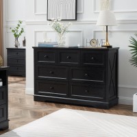 Ldttcuk 7 Drawer Dresser Farmhouse Dresser Chest Of Drawer For Bedroom Modern Wood Drawer Dresser With Charging Station Chest