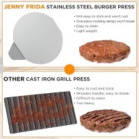 Jenny Frida Stainless Steel Burger Press 62 Inch Round Smasher Nonstick Smooth Hamburger Press Flat Bottom Without Ridges B