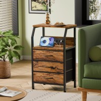 Furnulem Night Stand With Charging Station 283 Inch Tall Bedside Table With Wood Shelf End Table With Usb Ports Outlets 3