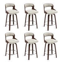 Cozyman Barstools Counter Height Bar Stools 26 Faux Leather Swivel Counter Stools Mid Century Bar Stool Set Of 6 Swivel Ba