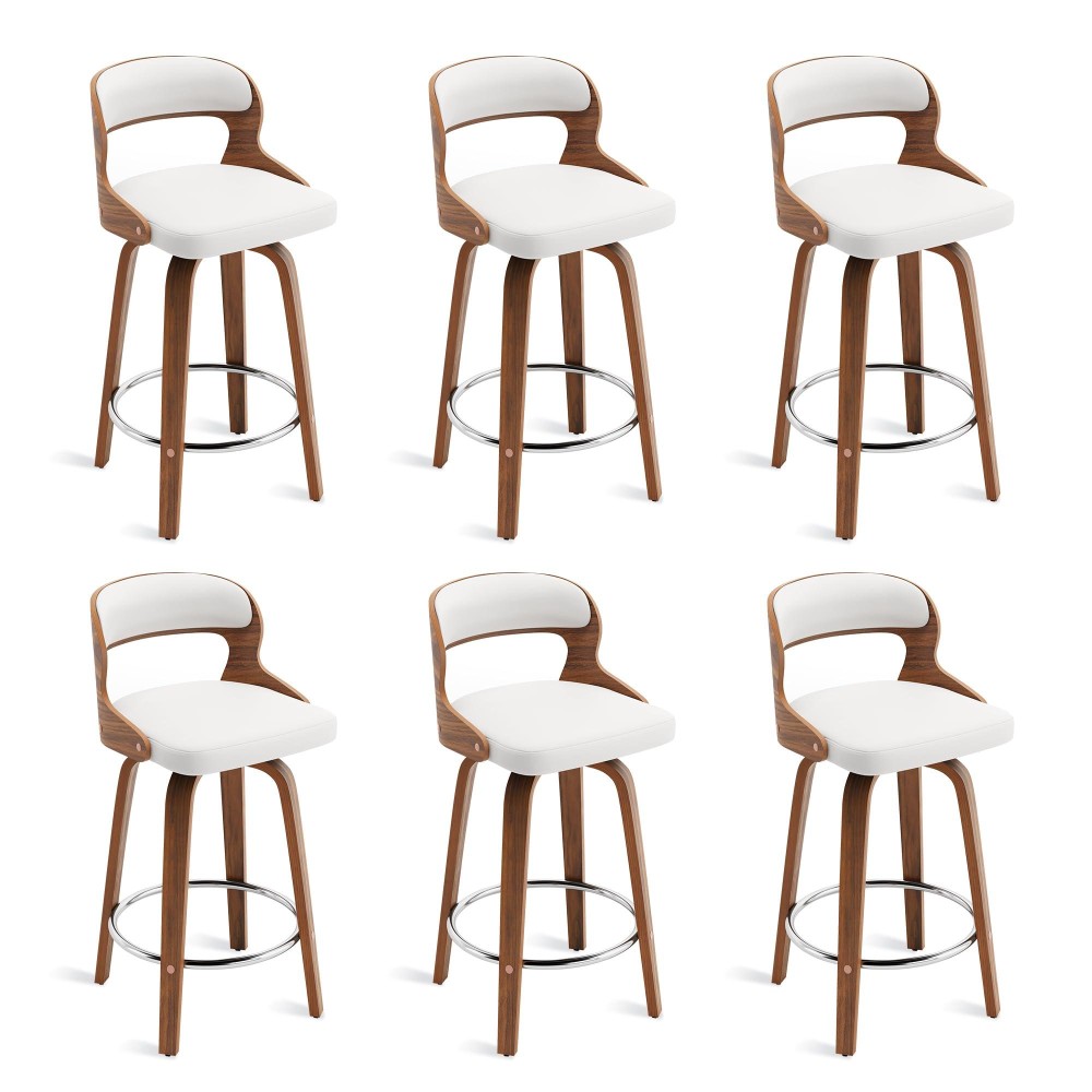 Cozyman Barstools Counter Height Bar Stools 26 Faux Leather Swivel Counter Stools Mid Century Bar Stool Set Of 6 Swivel Ba