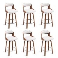 Cozyman Barstools Counter Height Bar Stools 26 Faux Leather Swivel Counter Stools Mid Century Bar Stool Set Of 6 Swivel Ba