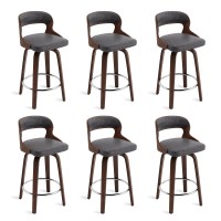 Cozyman Barstools Counter Height Bar Stools 26 Faux Leather Swivel Counter Stools Mid Century Bar Stool Set Of 6 Swivel Ba