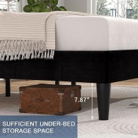 Vecelo Twin Size Bed Frame With Adjustable Headboard Velvet Heavy Duty Platform Beds With Strong Wood Slats Support No Box Spr