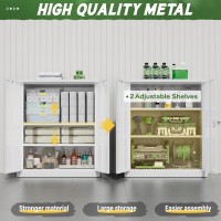 Greenvelly Metal Storage Cabinet 42 Steel Locking Cabinet With Doors And Shelves White Utility Cabinet Garage Cabinets Lock