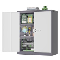 Greenvelly Metal Storage Cabinet 42 Steel Locking Cabinet With Doors And Shelves White Gray Metal Utility Cabinet Garage Cab