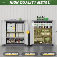 Greenvelly Metal Storage Cabinet 42 Steel Locking Cabinet With Doors And Shelves White Gray Metal Utility Cabinet Garage Cab