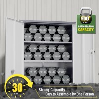 Greenvelly Metal Storage Cabinet 42 Steel Locking Cabinet With Doors And Shelves White Gray Metal Utility Cabinet Garage Cab