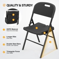 Vingli Folding Chairs Heavy Duty Foldable Chair Portable Hdpe Plastic Seat With Steel Frame For Indoor Outdoor Dinning Party We