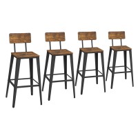 Vasagle Set Of 4 Bar Stools Bar Height Stools Tall Bar Stools With Back Bar Chairs Steel Frame Industrial Style Easy Assem