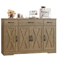 Hostack Buffet Sideboard Cabinet With Drawers 55 Large Buffet Storage Cabinet With Shelves And Doors Modern Farmhouse Coffee