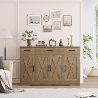 Hostack Buffet Sideboard Cabinet With Drawers 55 Large Buffet Storage Cabinet With Shelves And Doors Modern Farmhouse Coffee