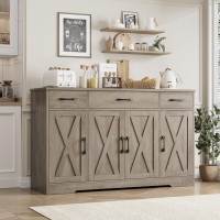 Hostack Buffet Sideboard Cabinet With Drawers 55 Large Buffet Storage Cabinet With Shelves And Doors Modern Farmhouse Coffee