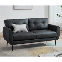 Tyboatle Sofa Couch 61 Small Loveseat Couches For Living Room Leather Couch Mid Century Modern Tufted Mini Sofa Comfy Office 2