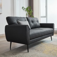 Tyboatle Sofa Couch 61 Small Loveseat Couches For Living Room Leather Couch Mid Century Modern Tufted Mini Sofa Comfy Office 2