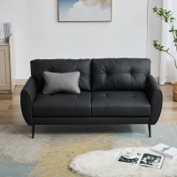 Tyboatle Sofa Couch 61 Small Loveseat Couches For Living Room Leather Couch Mid Century Modern Tufted Mini Sofa Comfy Office 2