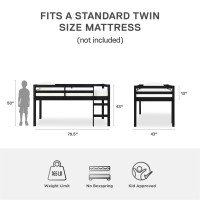 Dhp Milton Junior Twin Size Wooden Loft Bed For Kids Naturalwhite