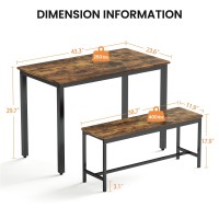 Sumkea 3Piece 4 Bar 2 Dining Benches 433 Wood Kitchen Table Chair Set For Breakfast Nook And Small Space Brownblack