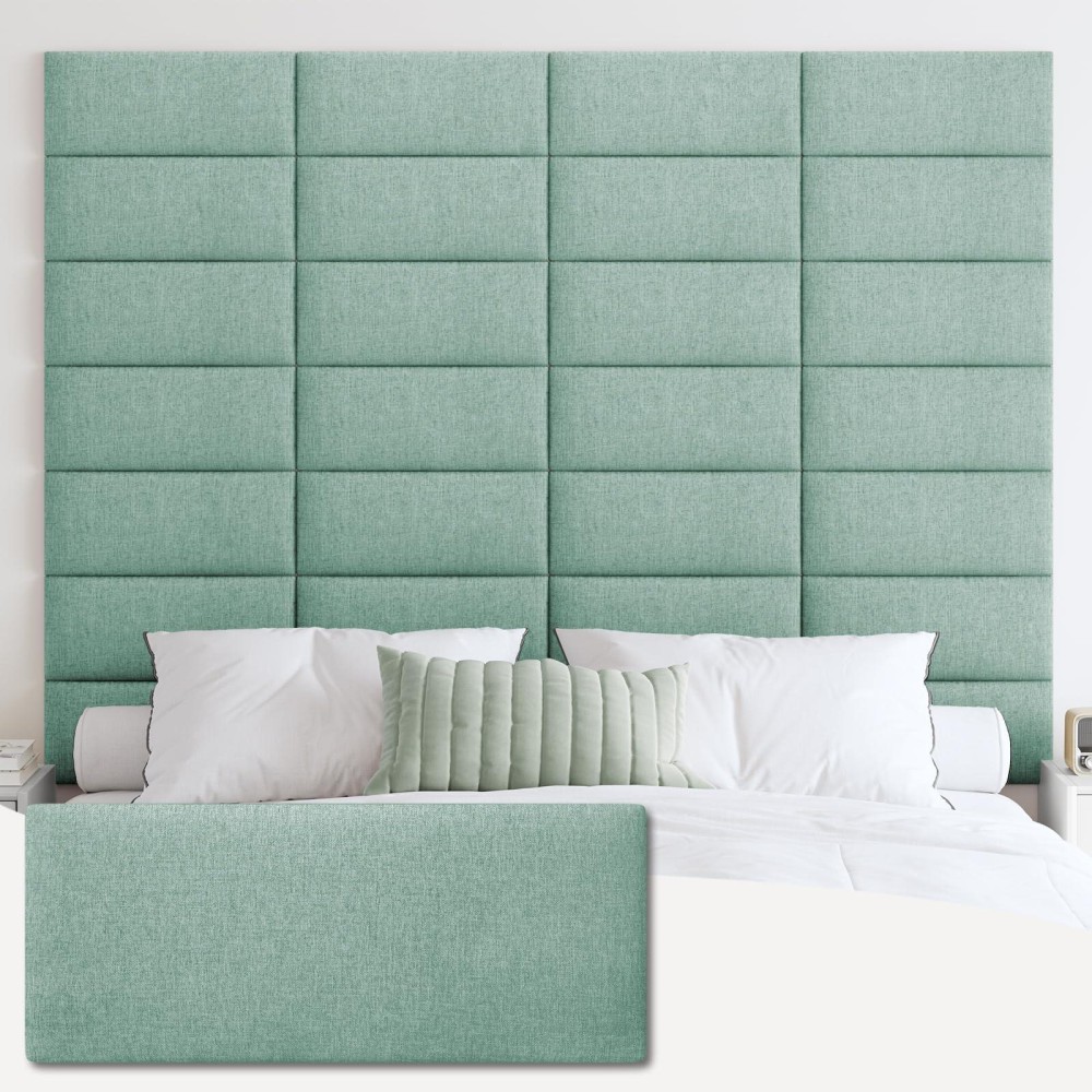 Ifnow Upholstered Wall Mounted Headboard 3D Soundproof Wall Panels Peel And Stick Headboard For Queen Size Reusable And Remova