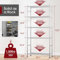 Sakugi Storage Shelves 5 Tier Shelf Organizer Heavy Duty Garage Shelving Unit With Leveling Feet Stable Metal Shelves Organi