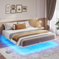 Hasuit Floating Bed Frame Full Size With Led Lights Metal Platform Full Bed No Box Spring Needed Easy To Assemble Full