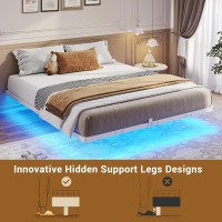 Hasuit Floating Bed Frame Full Size With Led Lights Metal Platform Full Bed No Box Spring Needed Easy To Assemble Full