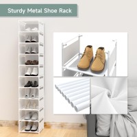 Isightguard Narrow Shoe Rack 10 Tier Vertical Shoe Rack For Closet Entryway White Tall Slim Shoe Rack For Small Spaces Shinky