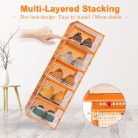 Kuject Large Shoe Organizers Storage Boxes For Closet 12 Pack Clear Plastic Stackable Storage Bins With Lids Under Bed Shoe Co