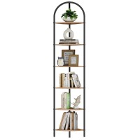 Homhedy 6Tier Corner Shelf Stand Wall Corner Bookshelf With Metal Frame Bathroom Storage Rack Shelf Plant Stand Industrial