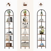 Homhedy 6Tier Corner Shelf Stand Wall Corner Bookshelf With Metal Frame Bathroom Storage Rack Shelf Plant Stand Industrial